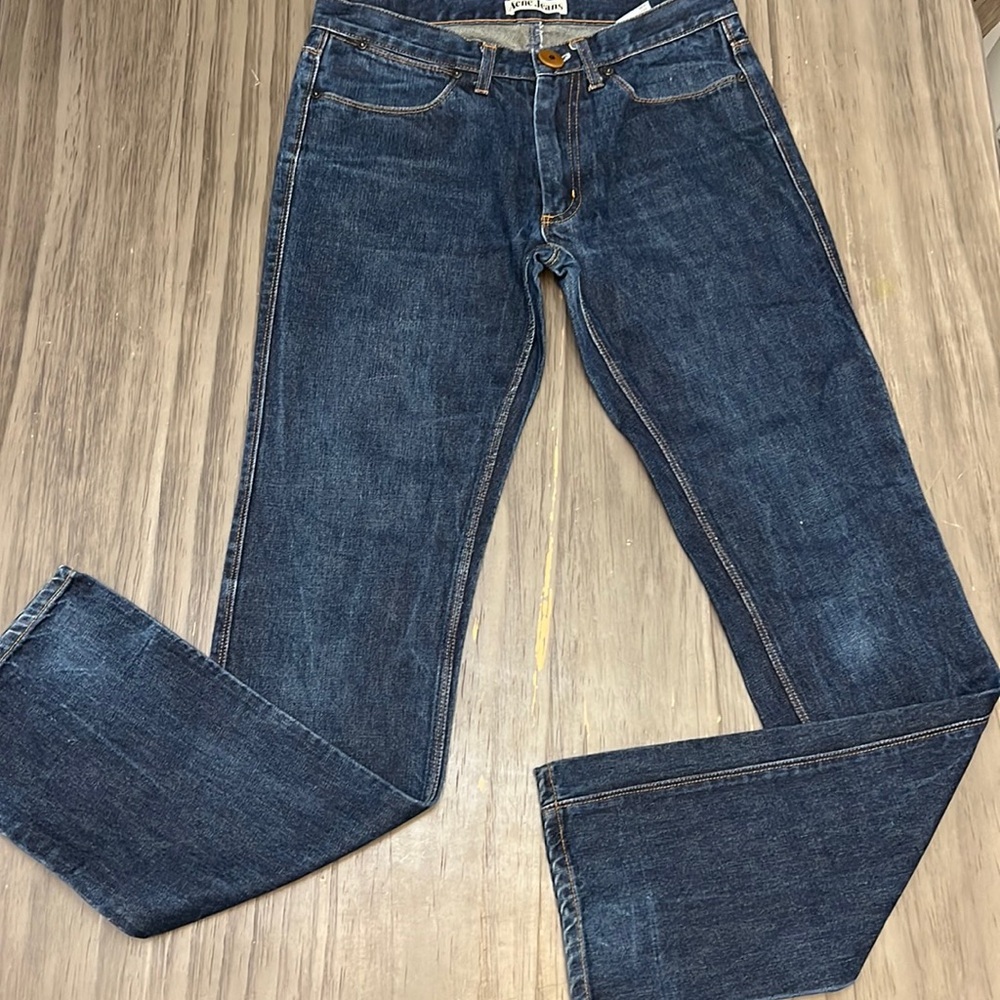 ACNE JEANS Woman DARK WASH MAX RAW STRAIGHT LEG JEANS 31/34